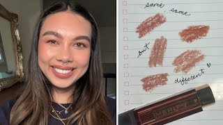 same, same, but different - merit signature lip in slip - similar shades plus swatches :)