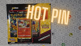 Opening a Pokemon Cinderance Pin Collection Pack from Crown Zenith