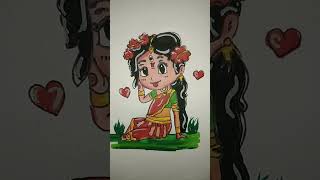 ||CUTE😍 MAA KAALI🙏 DRAWING WITH BRUSH PEN ||UNIQUE ART|| #shorts #viral #subscribe #like #drawing