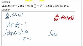 FM A21 Differential equations video 1 Separating the variables