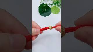 make a one bead and red colour thread friendship bracelet making #shorts