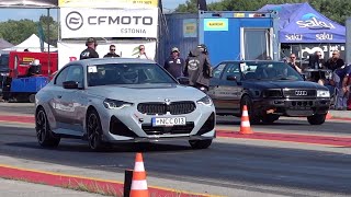 Audi Coupe 2.2TQ 20v PTE 6266 vs BMW M240i xDrive Coupe 1/4 mile drag race