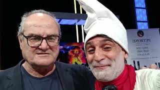 Angelo Iannelli con Beppe Bruscolotti con lo slogan di Pulcinella .