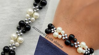 how to make simple beaded bracelet|اسورة رقيقه وبسيطه بالخرز(اساور خرز)