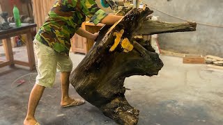 The Genius Carpenter Turns a Black Tree Stump Into a Coffee Table That NO One Has Ever Seen