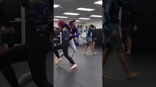 BJJ girl hip tosses male training partner! 🔥 @genevieve.cong