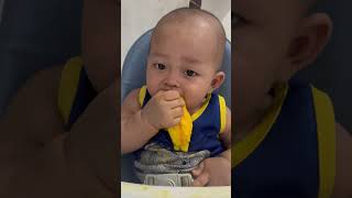 ada yang tau manfaat stimulasi oromotor biji mangga? #babyshorts #babyeating #shorts