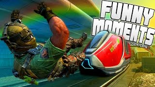 Black Ops 2 Funny Moments - Stopping Train, Care Packages, Elevator Wall, Random Rapper and More!