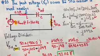 #10 FE-PE Exam | Calculating Peak Voltage across a resistor in a RLC AC-Network