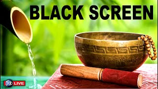 TIBETAN SINGING BOWLS, SOUNDS OF NATURE. BLACK SCREEN