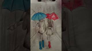 couple in rain art work #artwork #viral #viralart #viralshorts #rain #couple #couplestatus