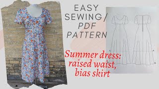 Sewing tutorial+PDF Pattern/Raised waist summer dress