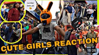 😂Funny Reaction on  Bunny helmet  first in Baramati 🌟        #rection #girl #bunnyhelmet #funny