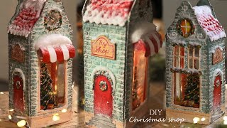 DIY Снежный шар "Новогодний магазин" своими руками из банки и картона | DIY Christmas Snow globe