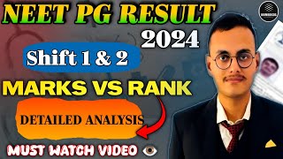 NEET PG RESULT 2024 MARKS VS RANK ANALYSIS IN BOTH SHIFT 1 & 2 | FULL DETAILED ANALYSIS |