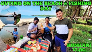 🏖️Outing On The Beach And Fishing Day vlog 🎣 #konkanivlog #goanvlog