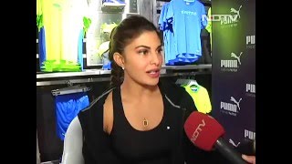 Jacqueline on the Flying Jatt of the Indian Cricket Team