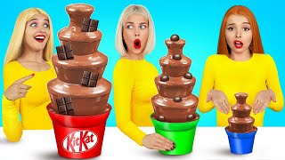 Chocolate Fountain Fondue Challenge | Eating Expensive vs Cheap Food by RATATA POWER