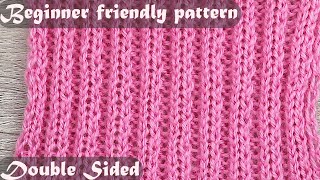 Subtitles For The Easiest Double-Sided Knitting Pattern for Beginners! How to knit!!