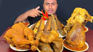 Eating Spicy Beef Heart Cuury,Whole Chikhen,Bata Fish,Goat Head,Beef Lounge With Rice || Asmr Show