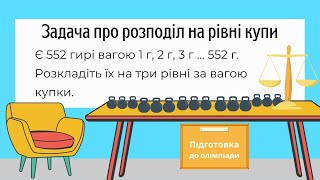 Підготовка до олімпіади з математики Задача про розподіл на три рівні за вагою купи