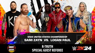 R-Truth Special Guest Referee | Sami Zayn vs Logan Paul (C) US Championship | WWE 2K24 Gameplay