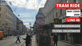 Vienna - Line 46 - Tram Ride from Brunnengasse to Ring, Volkstheater