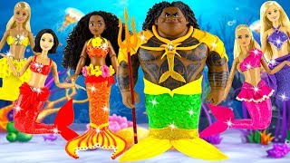 Play doh mermaid Moana Maui Rapunzel Aurora Cinderella Snow White princess play doh video