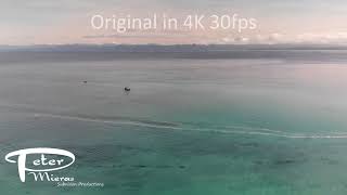 drone footage of herring spawn and fishing boats 4K stock footage