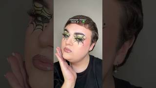 spiderweb makeup tut! 💚🕷️ #makeup #makeuptutorial #viralshorts #halloween #halloweenmakeup