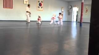 Karate 3-4 year olds, baby girl beats up boy! (Funny!!)!Ang