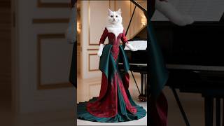 "Regal White Cat in an Elegant Wedding Gown by the Grand Piano"#cute #CatLovers #shorts