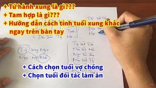 Tứ hành xung, Tam hợp | Cách tính trên bàn tay