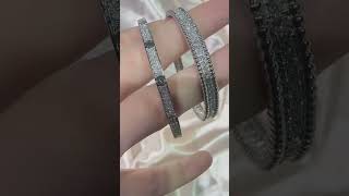 Cartier Love Bangle Bracelet And VCA Pearl Bangle 18K White Gold Pave With Diamonds