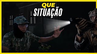 O soldado apareceu e e me abordou quando eu estava saindo da pescaria! Quadro História verídicas