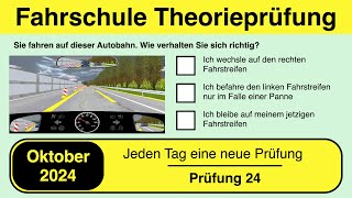 🚘 Führerschein Theorieprüfung Klasse B 🚗 Oktober 2024 - Prüfung 24🎓📚