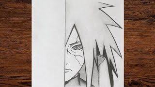 How to draw Madara Uchiha step by step | Anime drawing tutorial for beginners pencil | Anime drawing