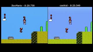 Super Mario Bros. 2 Top 2 Speedruns Comparison (coolkid 8:20.549 vs. IluvMario 8:20.730)