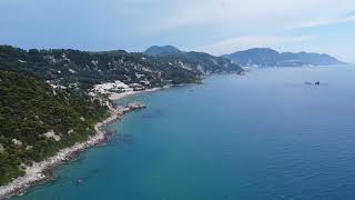 Glyfada beach by drone - Corfu, Greece, June 2022