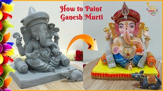 How to paint Eco-friendly Ganpati murti at Home | DIY Shadu mati Ganesha making #गणपती #Bappa2022