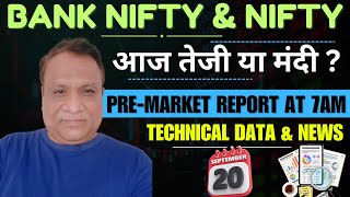 Nifty, Bank Nifty Technical / Data,  Pre- Market Update at 7 am,    20 -Sept -2024