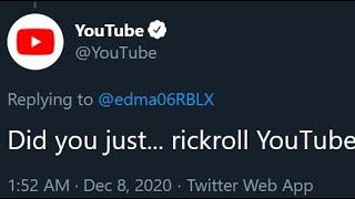 The moment a kid rickrolled YouTube