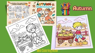 Autumn Coloring Fun for Kids | Boy and Pumpkin cart | Cute coloring Page For Children