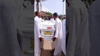 Pallbearers with the coffin of Dare Melody’s wife Adedoyin Odunuga at her funeral in Ikorodu, Lagos