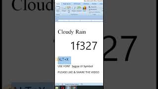 Cloudy Rain Symbal in MS #word