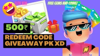 Get Free Gems and Coins! PKXD 500 Rupees Redeem Code Giveaway🔥🎁 |  Google Play redeemcode giveaway