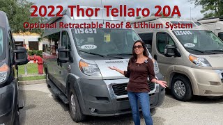 MSRP $113,569 - Tour the 2022 Thor Tellaro 20A with the Optional Retractable Roof & Lithium Package