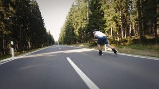 50 mph downhill on inlineskates filming a follow shot - 80kmh