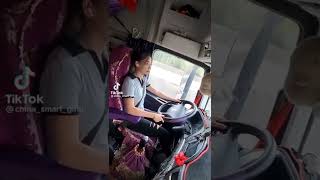 Female Bus Driver | Driving Bus | Driving Bus | Beautiful Girl Truck Drivers