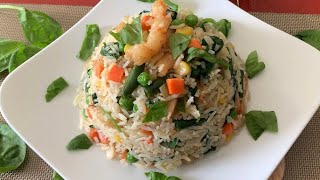 How to make spinach fried rice in a rice cooker easy recipe.